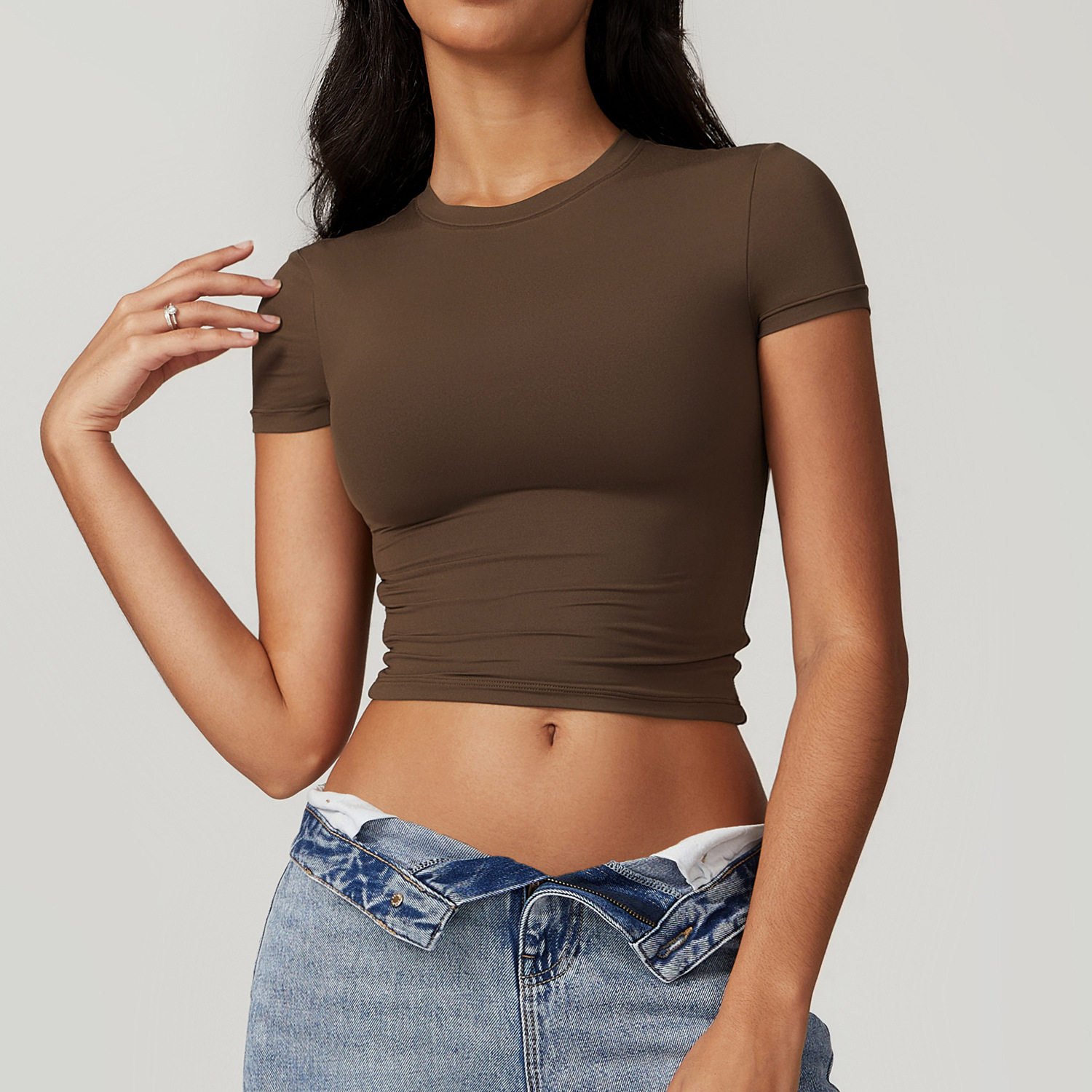 Casual versatile tight fast-drying fitness tops yoga clothing running Pilates sports T-shirt short-sleeved