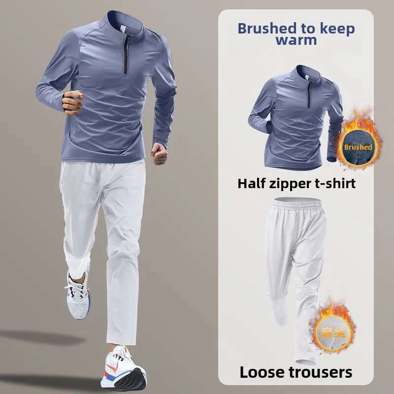 Ddmyoutdoor China Domestic Winter Running Sports Plush Keep Warm Marathon Training Suit For Morning Runs Quick Dry Fiess Men S Sportswear Set