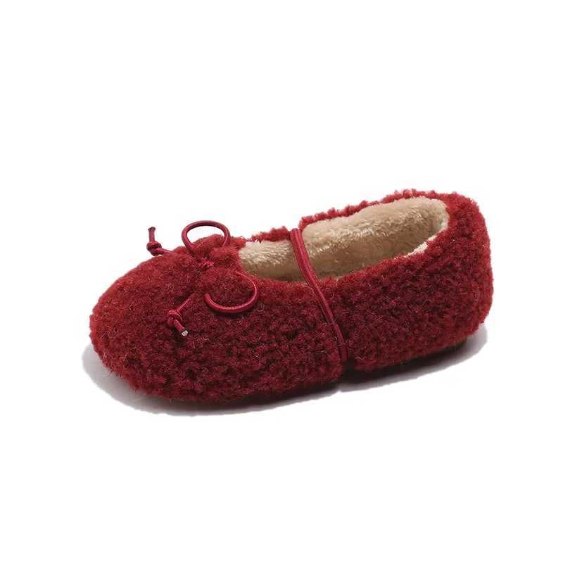 2024 Children Plush Shoes for Girls Winter New Fashion Korean Sle Soft Bottom Anti-slippery Versatile Chic Keep Warm ShoesXJ250118