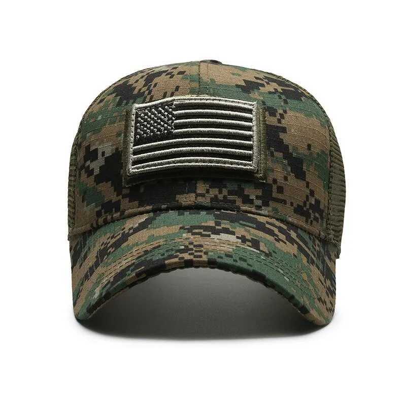 American Flag Camouflage Sticker broidered Baseball Net Hat Men OutdoorXJ250116