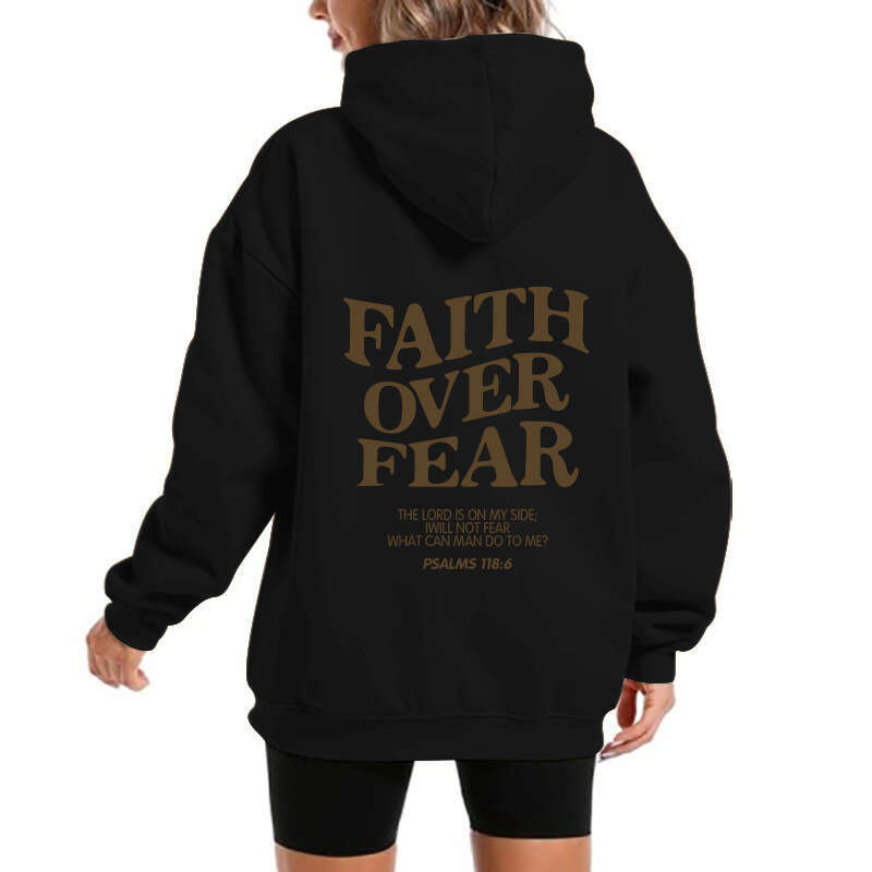 new hooded long sleeved Faith Over Fear printed sweatshirt jacket