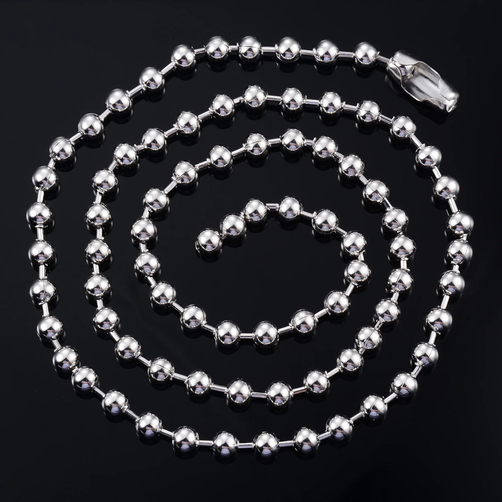 Round Bead Chain on the Neck Rolo Ball Necklace Stainless Steel Jewelry Accessories for Women Men Waterproof Choker Silver Color 250114