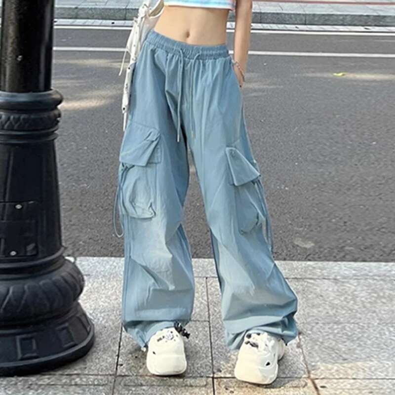 Y2k Cargo Pants Women Streetwear Oversized Wide Leg Sweatpants Haruku Big Pockets Joggers Bf High Waist Baggy Sports Trousers
