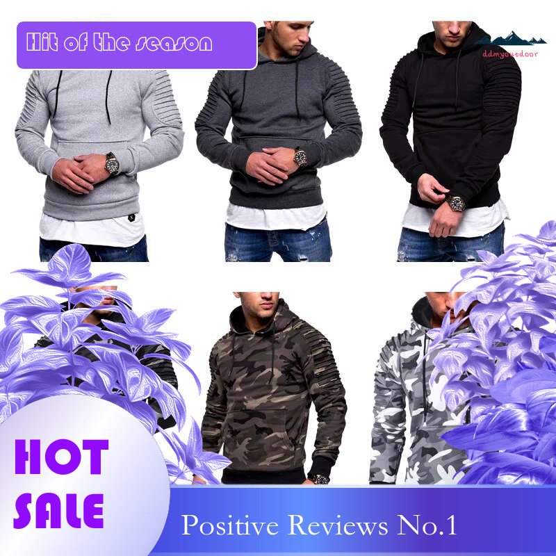 Ddmyoutdoor China Domestic Camouflage Hoody Fiess Bodybuilding Hoodies Tops Long Sleeve Sweatshirts Pullover Sweater Striped Pleated Sport Coat Outdoo