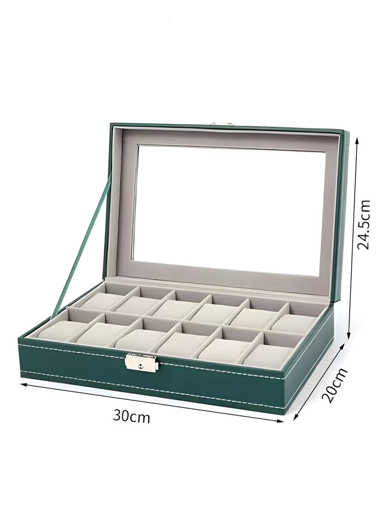 1PC 6/10/12 GreenPU Leather Watch Box Fashion style for convenient travel storage Jewelry Watch Collector Cases Organizer Box 250117