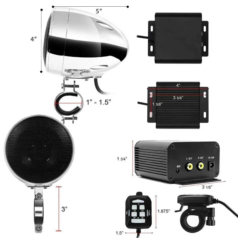 Car Audio 150W 2CH Motorcycle Audio System with Multimedia Stereo Amplifier 4 Inches Waterproof Speakers Bluetooth FM Radio AUX MP3 H250118