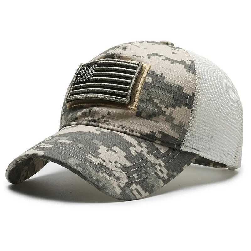 American Flag Camouflage Sticker broidered Baseball Net Hat Men OutdoorXJ250116