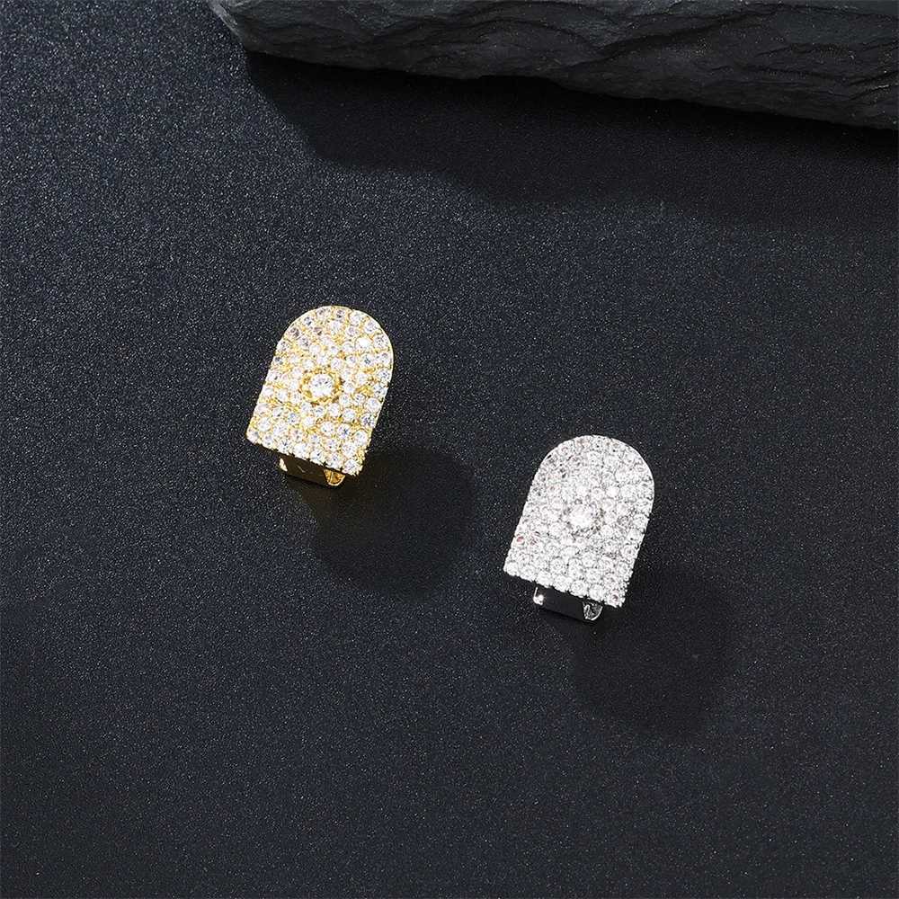 D Z Hip Hop Single Arch Shape Teeth Grillz For Unisex 2024 Fashion Iced Out CZ Stones Paved Grills Dental Mouth Teeth JewelryXJ250114