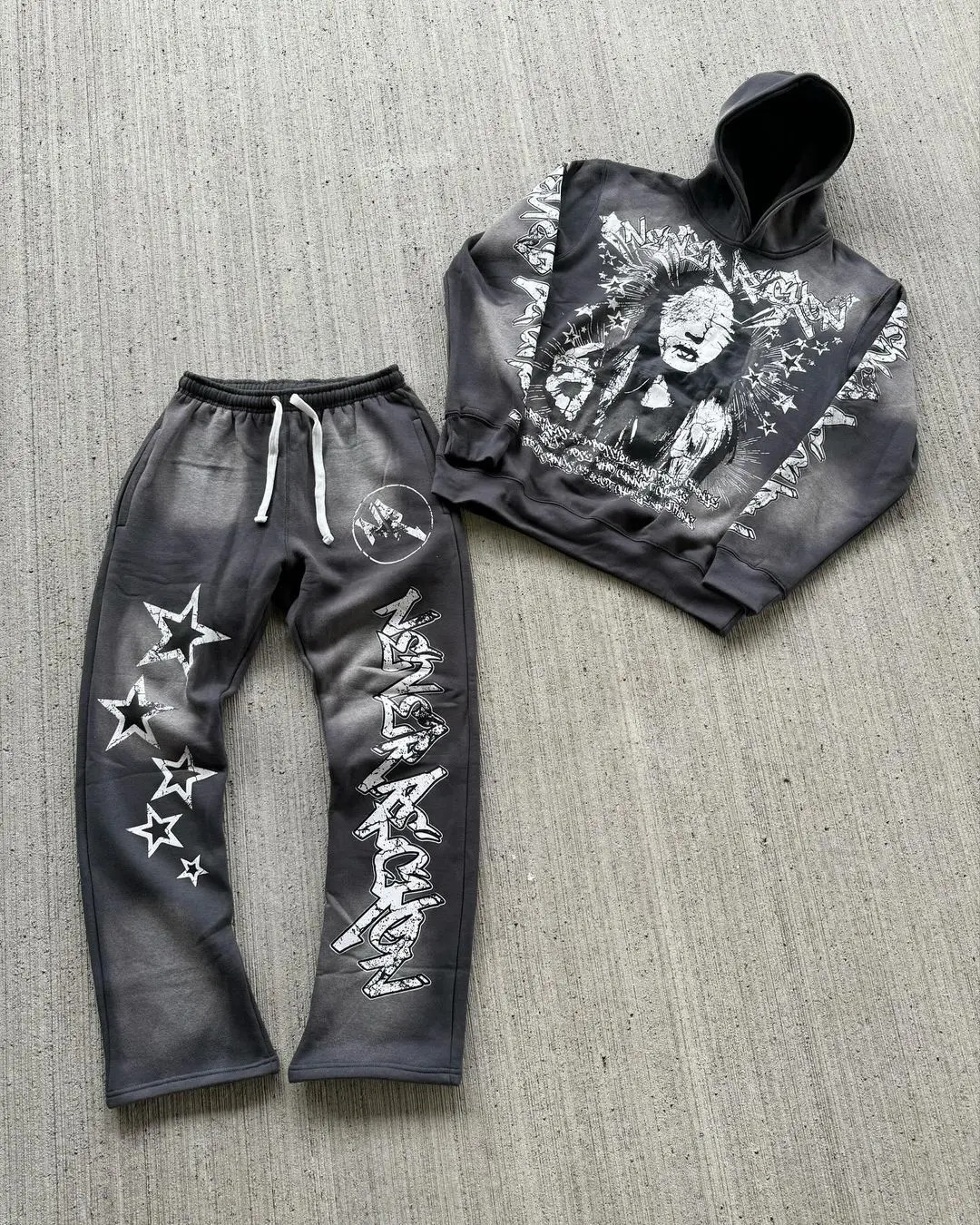 Printed Sweatshirt Suit Harajuku Jacket High Street Casual Loose Leisure Sports Couple Dress sweatpants tracksuit men 250108