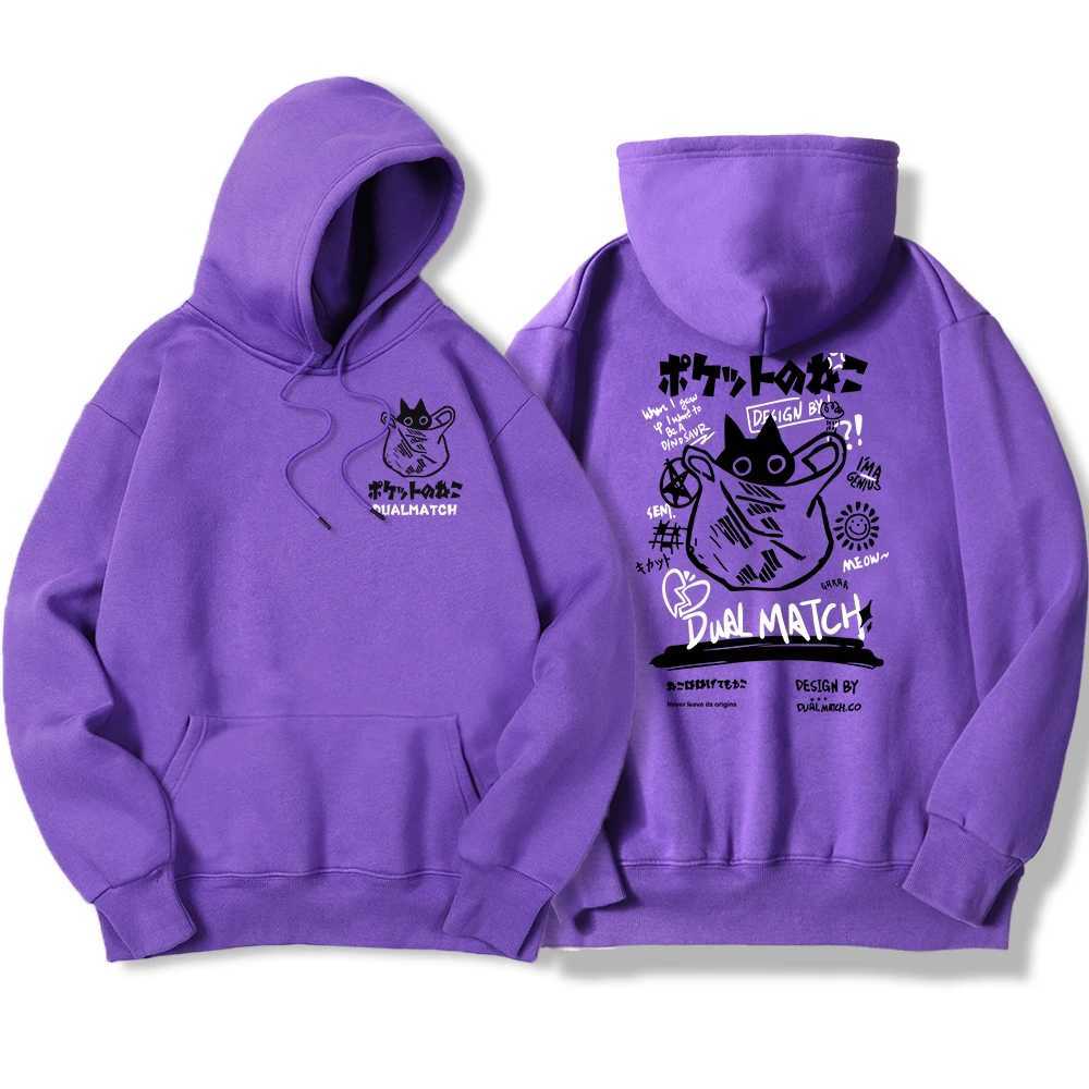 Harajuku Kawaii Cat Couple Y2K Prints Hoodies Mens Warm Fleece Hoodie Hip Hop Crewneck Hoody Autumn Simple Oversize Top Female W250117
