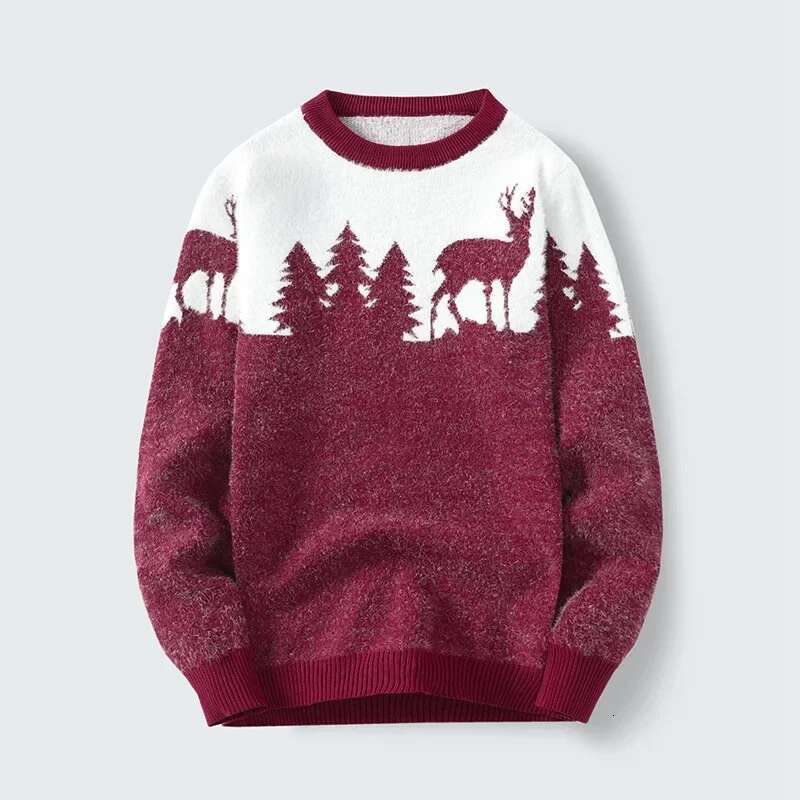 Men's Long Sleeve Round Neck Casual Jacquard Pullover Base Layer Top Youth Sweater Underlayer