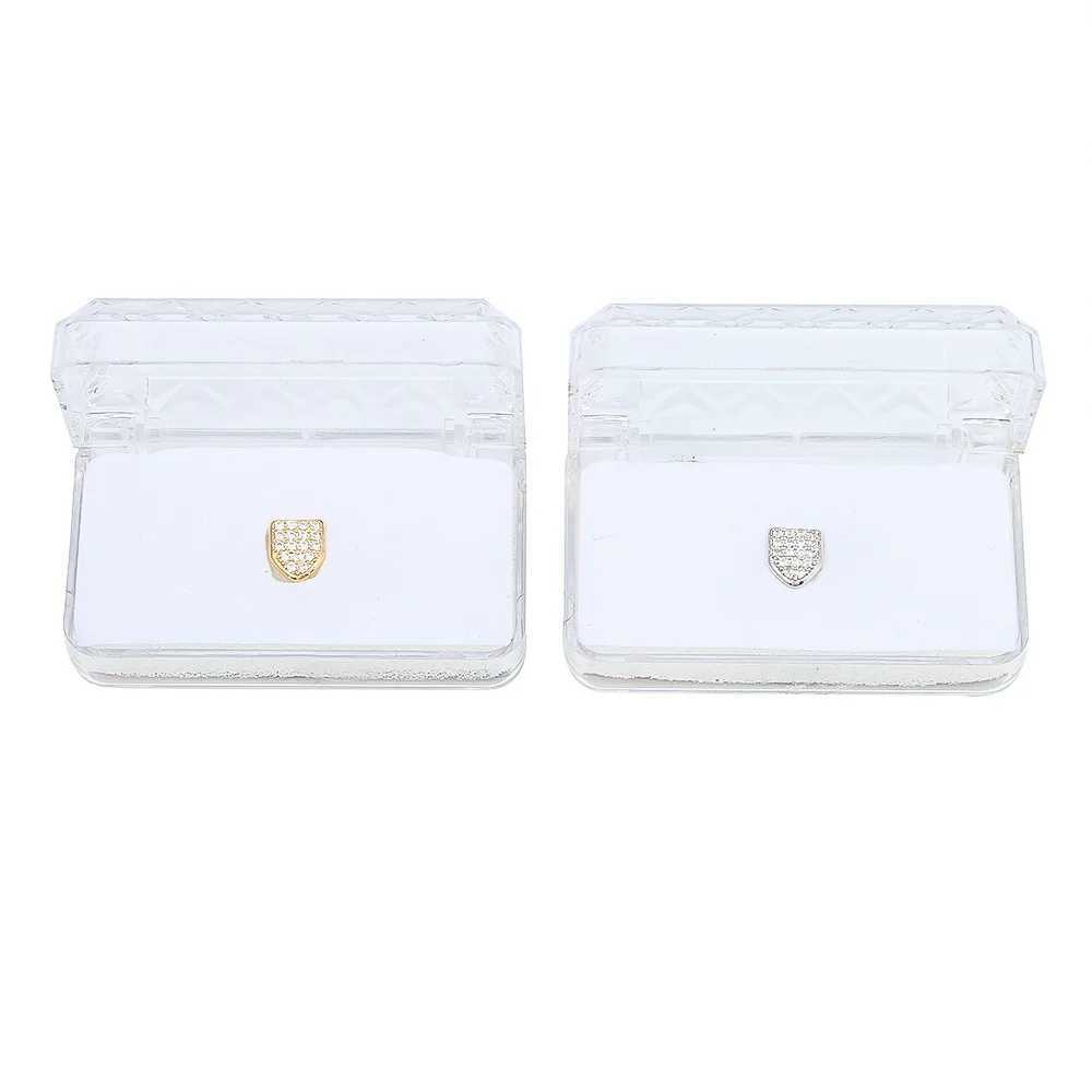 Hip Hop 1pc Iced Out Single Teeth Grillz Cubic Zircon Caps Micro Pave Top Charm Grills For Men Women JewelryXJ250114