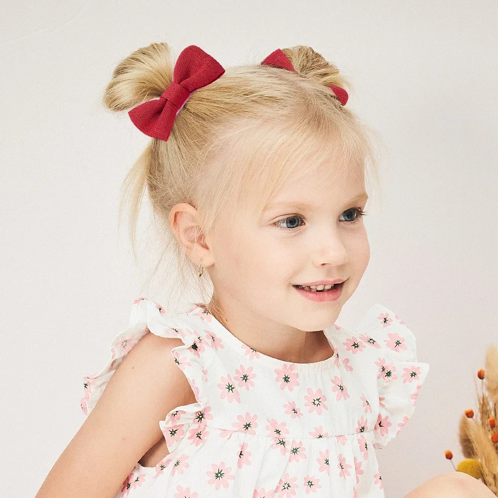 2Pcslot Baby Mini Hair Bows Clips Cotton Soft Hairpin for Girl Cheer Bowknot Barrettes Children Headwear Accessories 250117