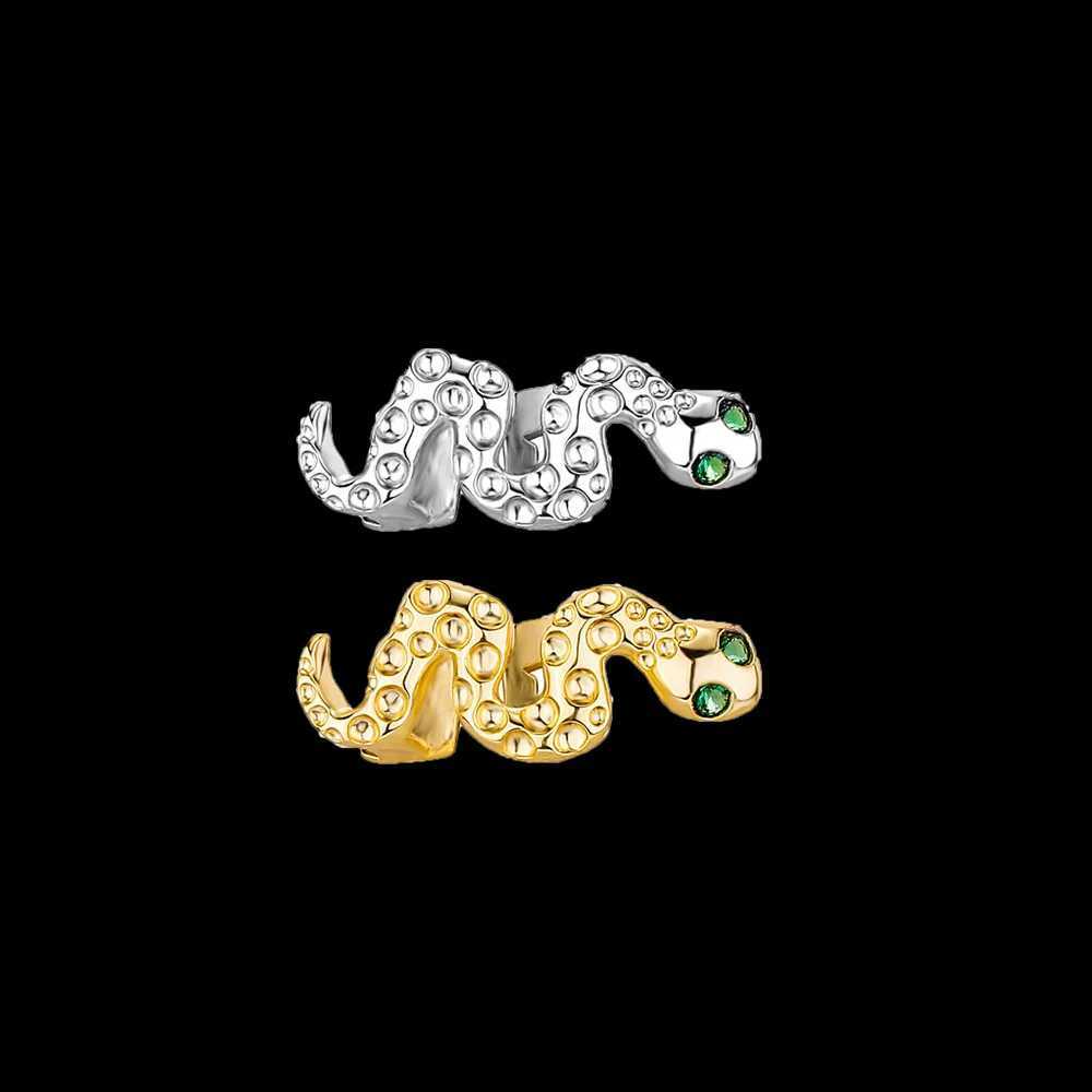 RACHELZ Niche Green Crystal Eye Snake Shape Teeth Grillz Hip Hop Tooth Caps Decor For Women Men Jewelry CosplayXJ250114