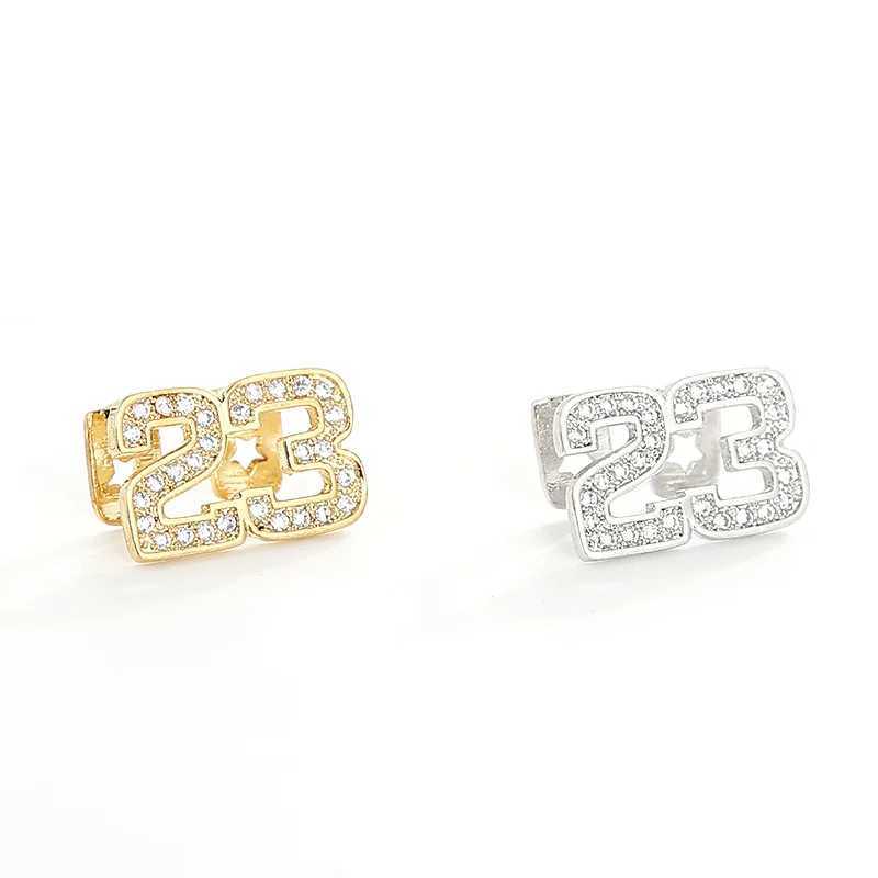 CZ Stones Number 23 Teeth Grillz Caps Cubic Zircon Iced Out Micro Pave Bottom Charm Grills For Men Women Hip Hop JewelryXJ250114