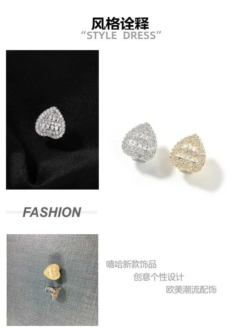 1PC Heart Bling Iced Out Teeth Grillz Hip Hop Top Bottom Grills Dental Mouth Punk Teeth Caps Cosplay Party TG113XJ250114