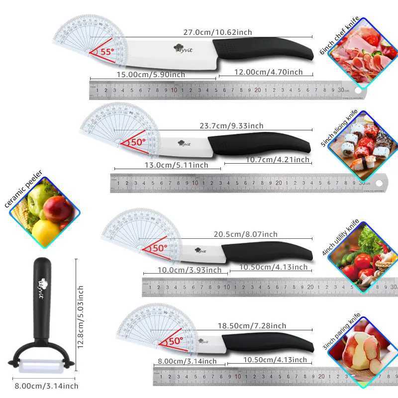 Ceramic Knife Set 3 4 5 6 inch Kitchen Chef Knives Serrated Fruit Vegetable Utility Slicing Bread Zirconium White Blade KnifeXJ250117