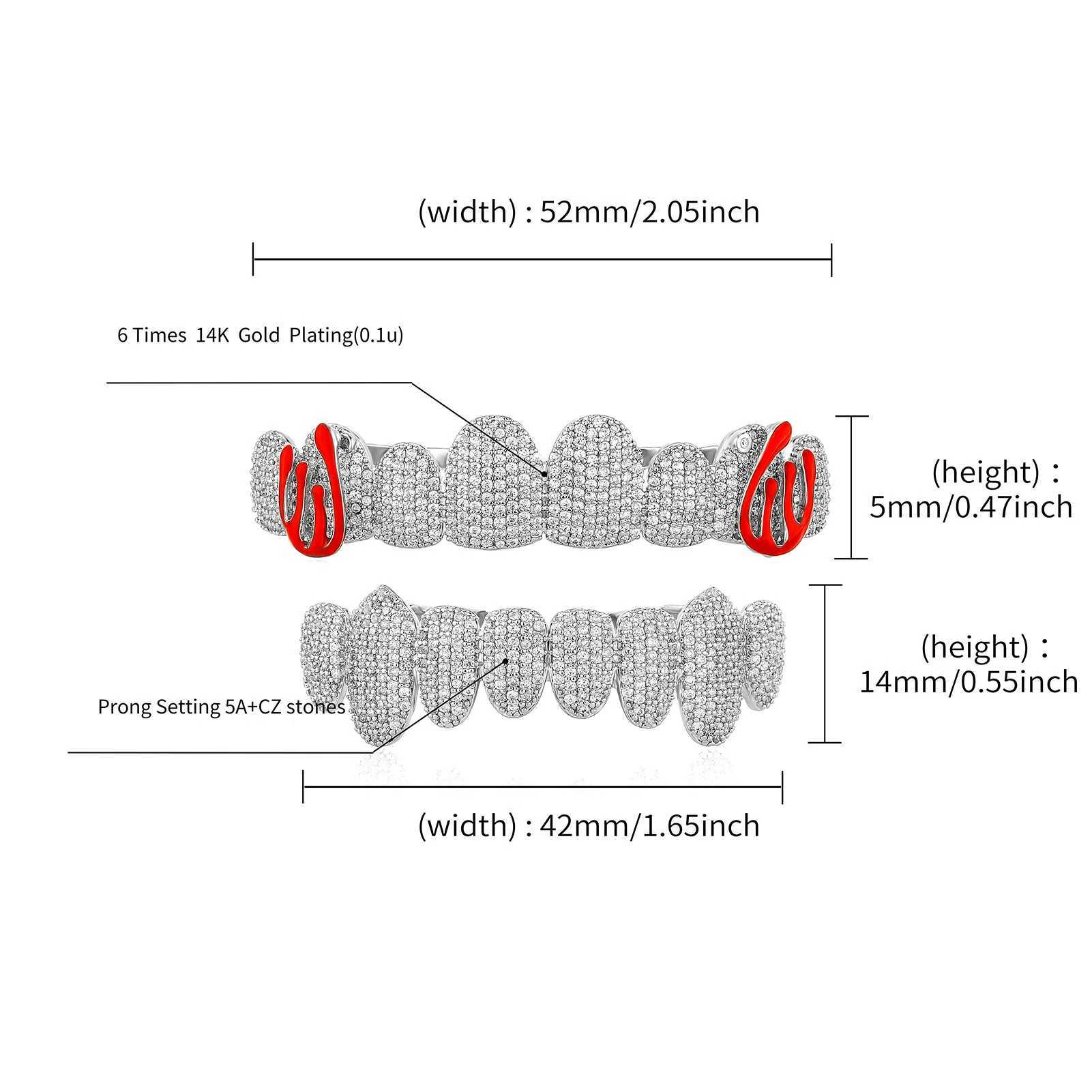 Hip Hop Iced Out Micro Paved CZ Teeth Grillz Set High Quality AAA+ Cubic Zircon Top Bottom Grills Rapper Dental JewelryXJ250114