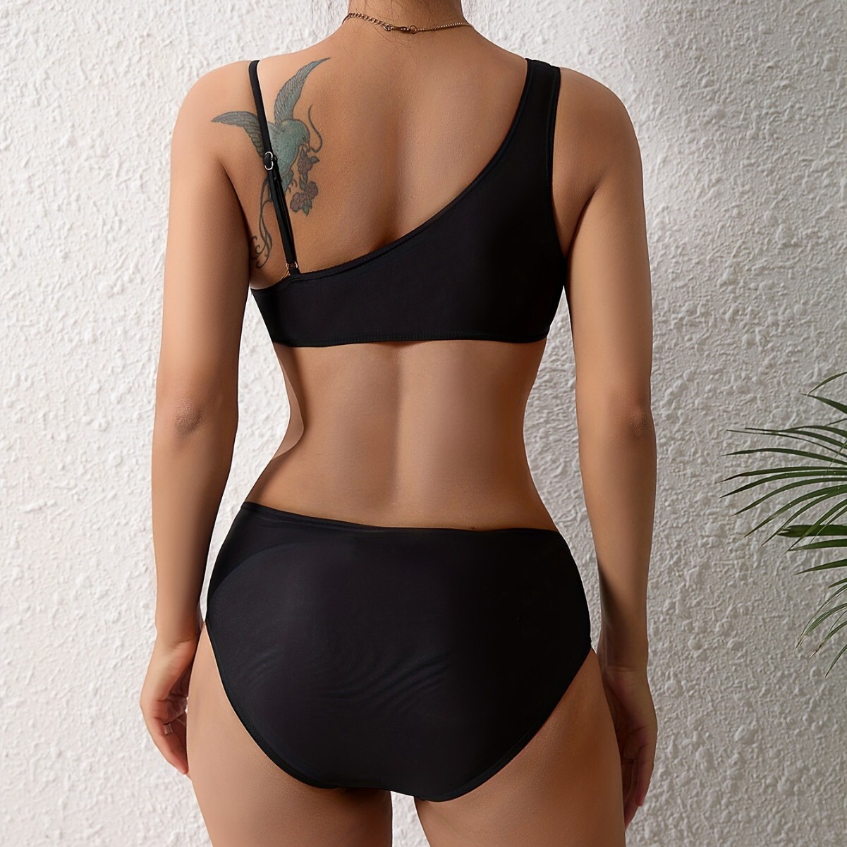 2025 new black one-piece women's suspender sexy swimsuit