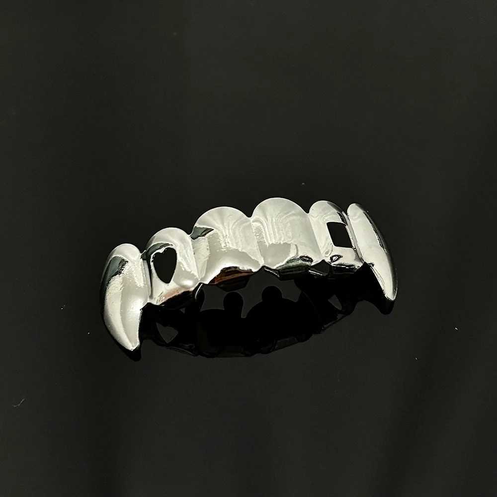 YOUNGX Hollow Square Heart Tooth Grillz Fangs For Women Men Dental Grills Hip Hop Top Bottom Glossy Teeth Caps Braces JewelryXJ250114