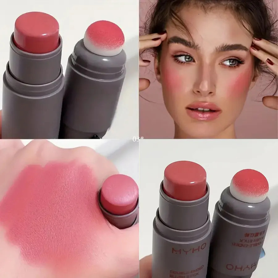 Blush Stick Double-ended Expansive Color Natural Long Lasting Matte Makeup Monochrome Creamy Rouge Blush Stick 250110