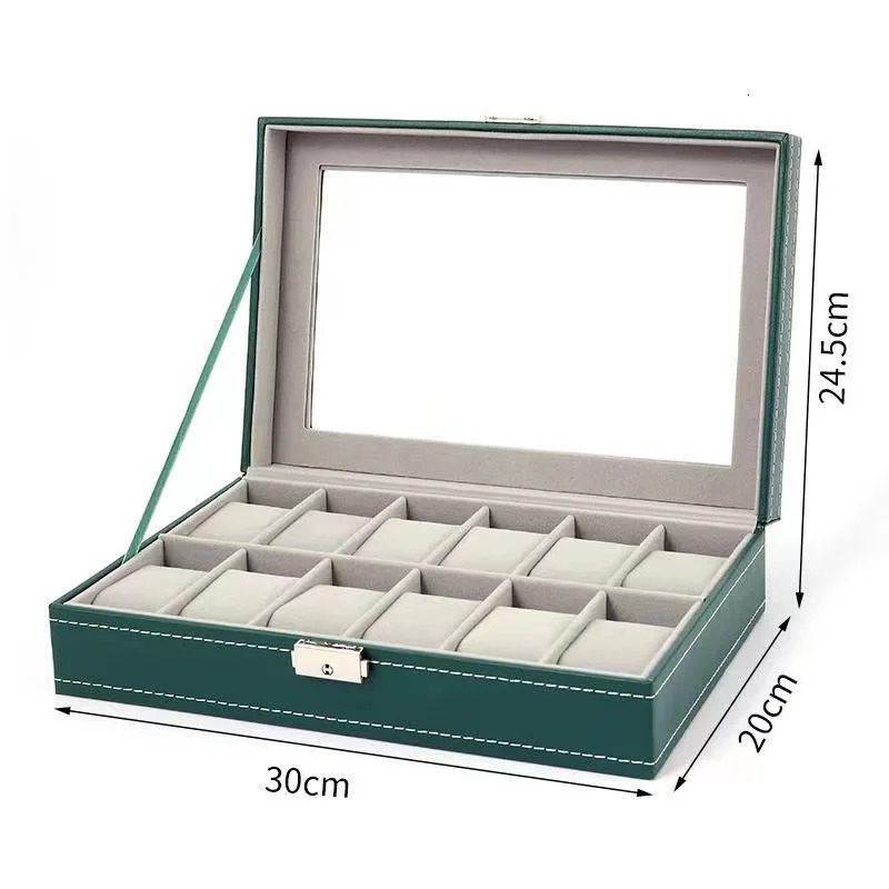 Watch Box 6/10/12 Grids PU Leather Watches Display Case Jewelry Holder Storage Organizer With Lock 250117