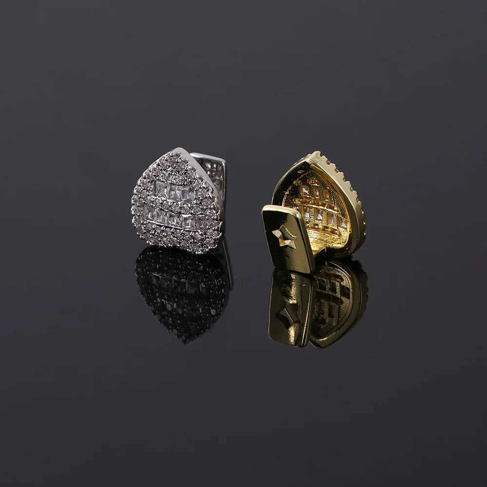 Hip Hop Rapper Single Shackle Teeth Grillz Cap Dental Braces Zircon Gold Silvery Color Metal Personality Tooth JewelryXJ250114
