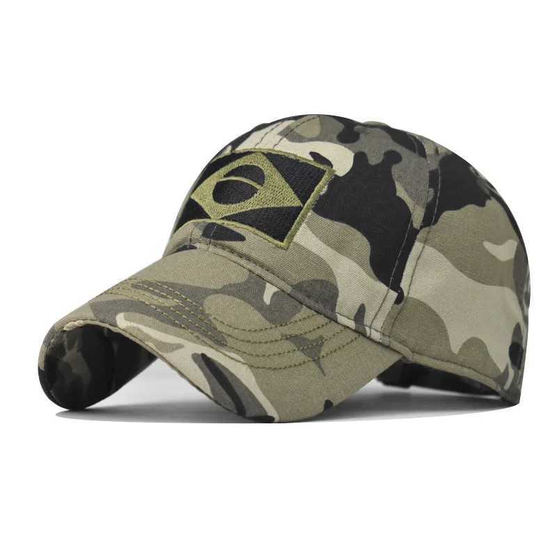 Outdoor Unisex Tactical Camo Military Climbing broidery Brazil Flag Flat Team Baseball s Army Force Jung Hiking HatsXJ250116