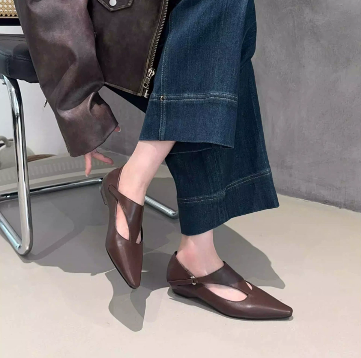 Women Dress Shoes Fashion Low Heel Pointed Toe Design Sense Triple Black Brown Leopard Free shipping