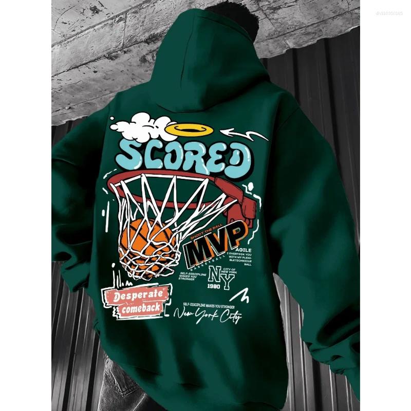 Men's Hoodies Spring/Fall Casual MVP Basketball Graphic Hoodie For Men Regular Fit Geometric-Pattern Hooded Pullover Fashion Sportswear