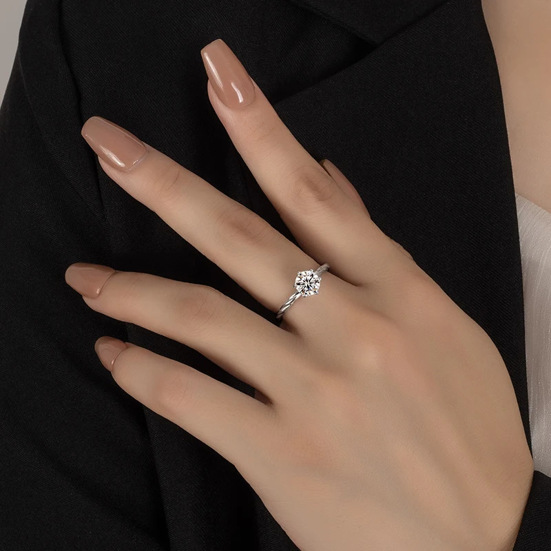 PERFANY 1CT Ring for Women S925 Pure Silver Sparkling Laboratory Cultivated Diamond Fashion Wedding Jewelry 250110