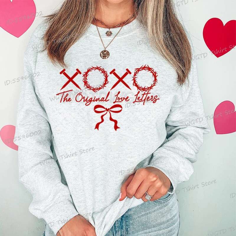 XOXO The Original Love Letters Print Women's Fashion Hip Hop Street Pink Ladies Autumn Clothing Hoodie For Women