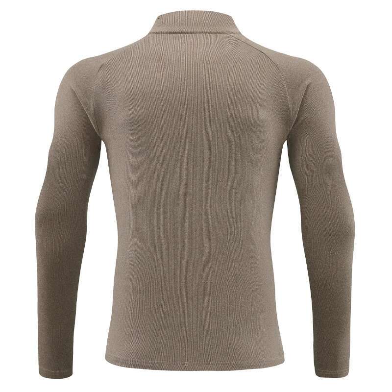 Ddmyoutdoor China Domestic Long Shirts Men Good Sports Zipper Fiess Traning Quick Drying Warm Base Layer Stand Collar Slim Veet Workout Running Tee