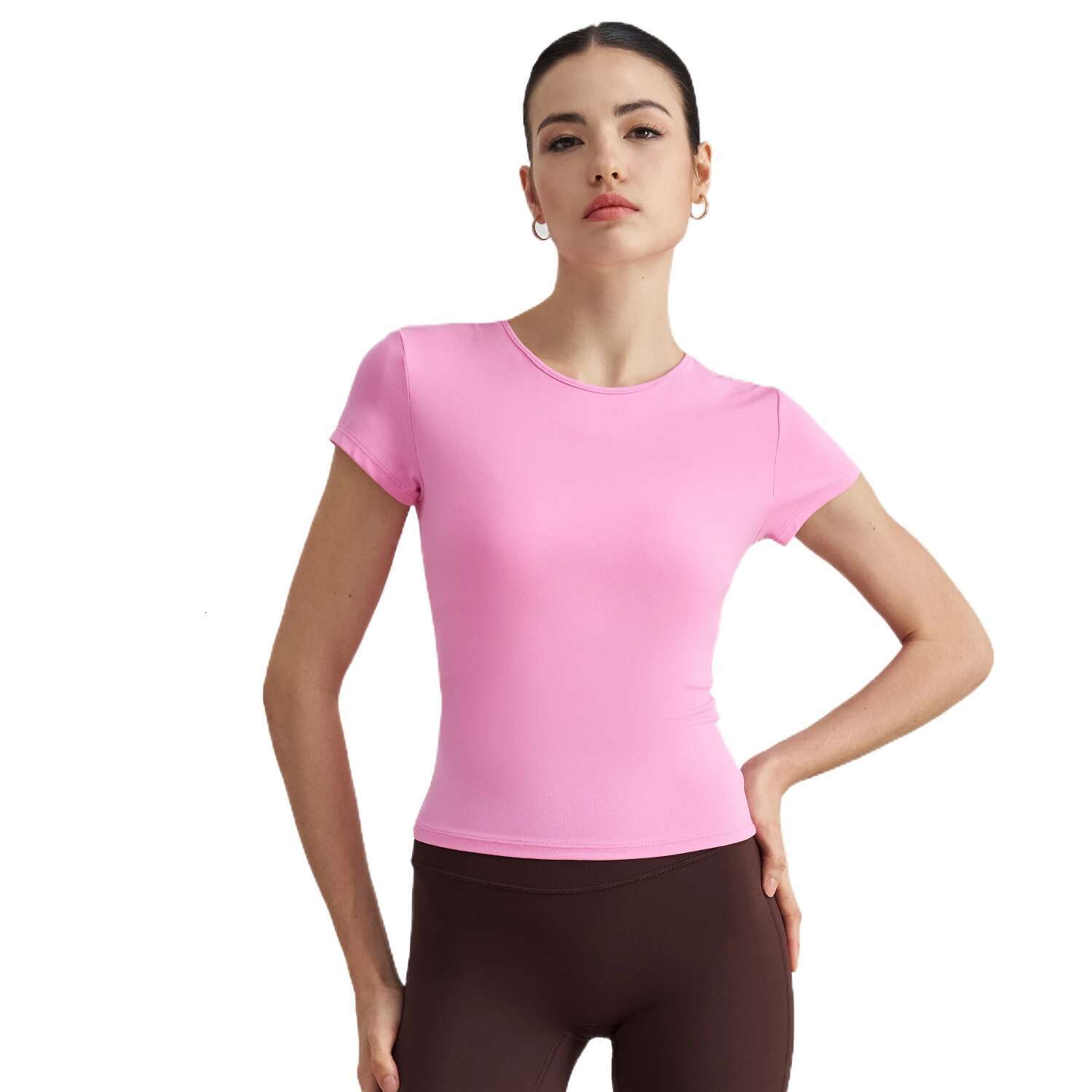 Ddmyoutdoor China Domestic Mermaid Curve Casual Sports Short Sleeved Tight Waist Slim Fit Breathable Yoga T Shirt Running Training Naked Fiess Top