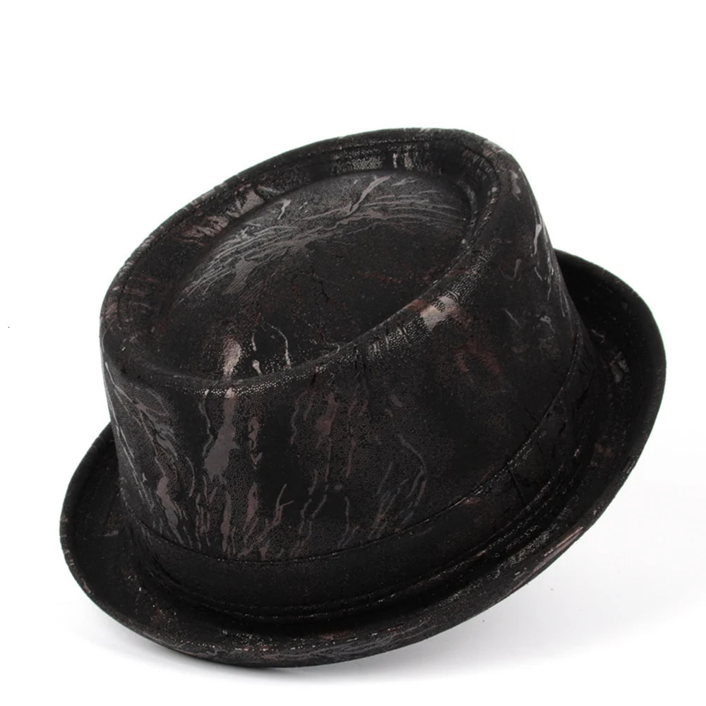 Men Flat Pork Pie Hat Fedora Hat Gentleman For Dad Bowler Church Jazz Sun Hat Big 4Size S M L XL 250108 - view 4
