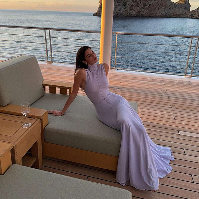 European American 2025 summer product, Yi Mengg, same style as socialite, elegant ful style, stand up collar sleeveless dress, versatile and trendy ne