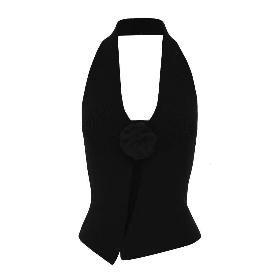Spring/Summer European and American Women's Hot Selg Sexy Woolen Hanging Neck Rabbit Veet Small Tank Top 2025 Versatile New Trendy Clothing Ins