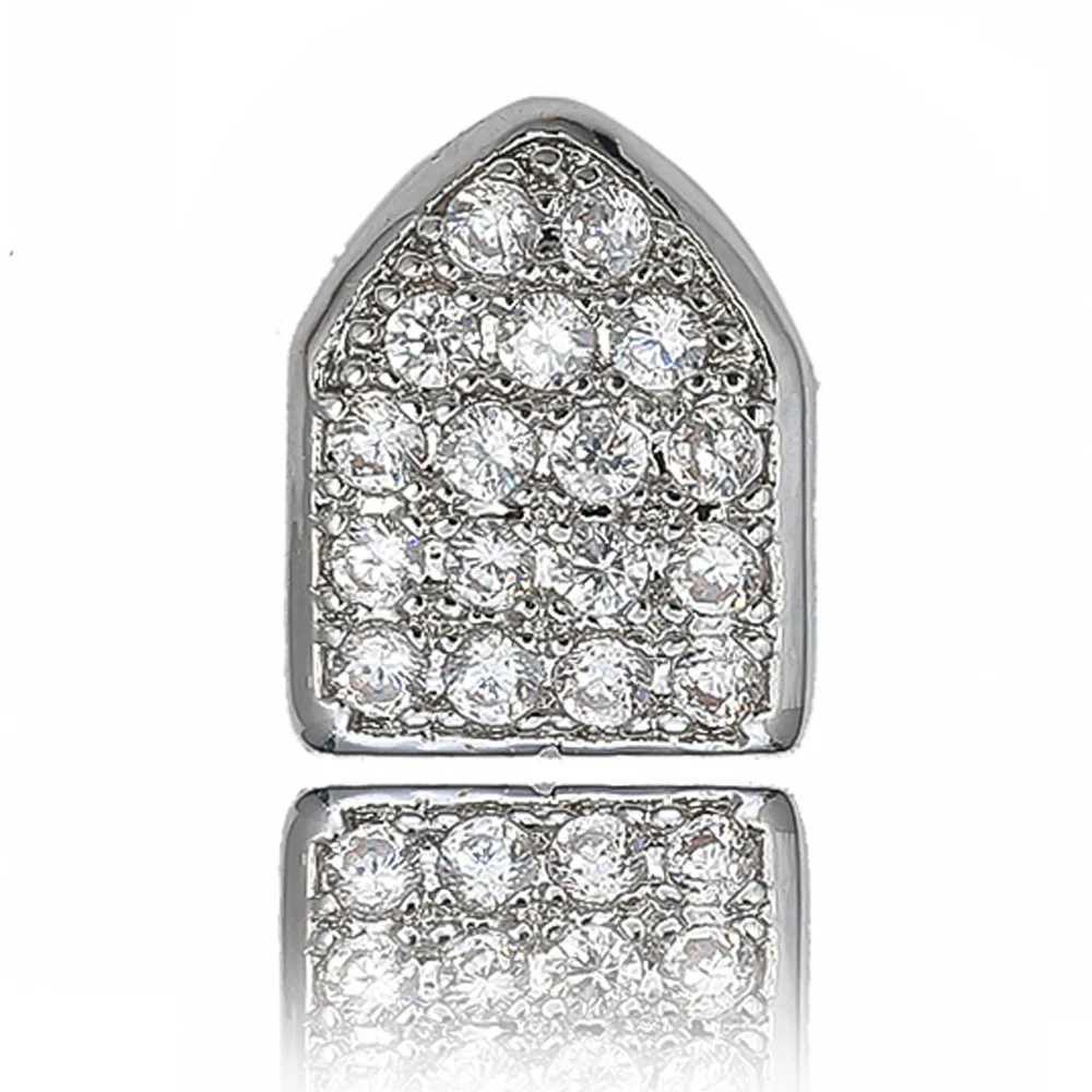 Hip Hop 1pc Iced Out Single Teeth Grillz Cubic Zircon Caps Micro Pave Top Charm Grills For Men Women JewelryXJ250114