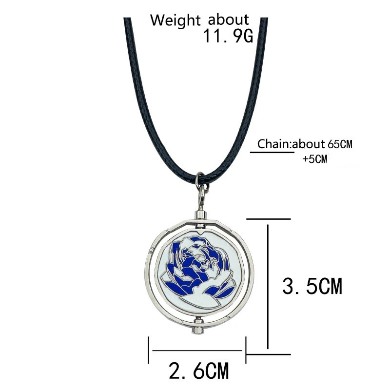 Anime Arcane Jinx Ekko Rotatable Blue Rose Pendant Necklace Lovers Friends Wearing Chain Jewerly 250109