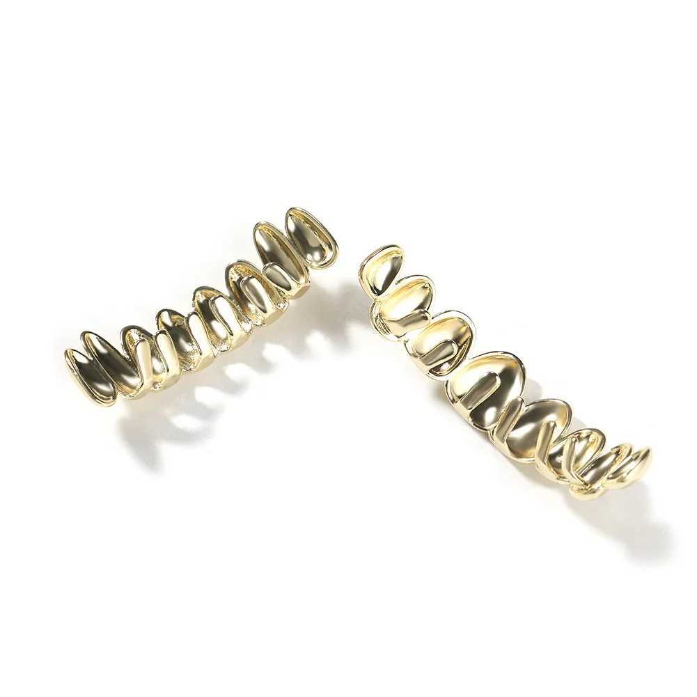 New Smooth Surface Shape Iced Out Teeth Grillz Hip Hop Top Bottom Grills Dental Mouth Punk Teeth Caps Cosplay Party TG121XJ250114