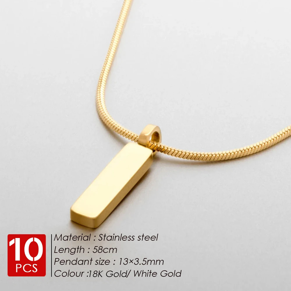 10PCS White Gold Stainless Steel Collarbone Chain Simple Fashion Square Necklace Does Not Lose color Wholesale 250109