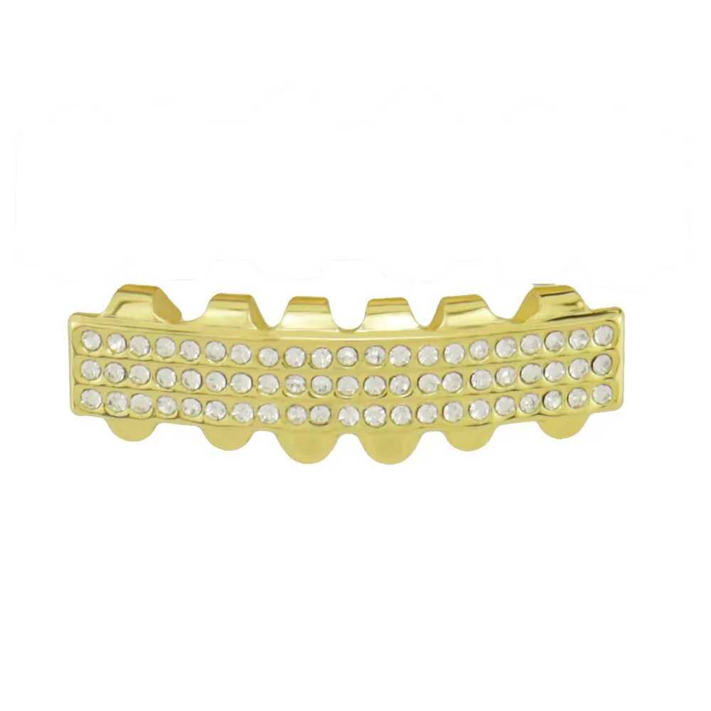 Hip Hop Paved CZ Teeth Grillz Top Bootom Set Men Gold Silver Color Zircon Teeth Grillz Dental Cosplay Party Jewelry GiftXJ250114
