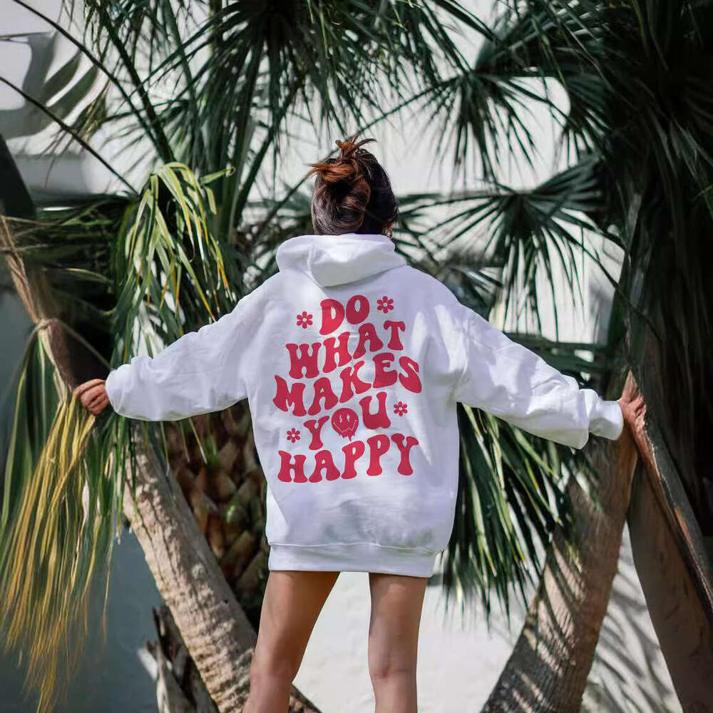 New style off shoulder sleeve letter printed top pullover men's and women's loose hooded sweatshirt