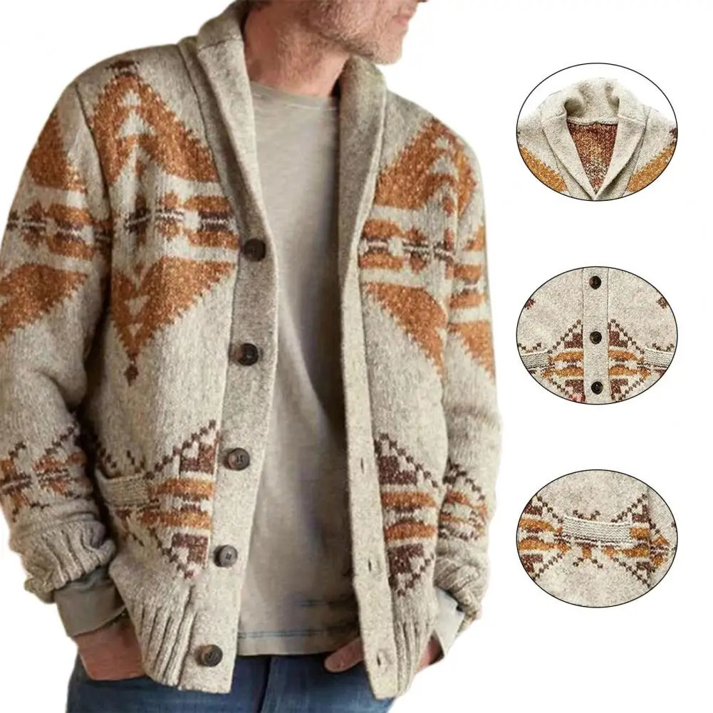 Knitted Cardigan Sweaters Knitted Cardigan Sweater Coat Long Sleeve Trench Coat Washable Non-shrink Men Knitted Cardigan Winter 250113