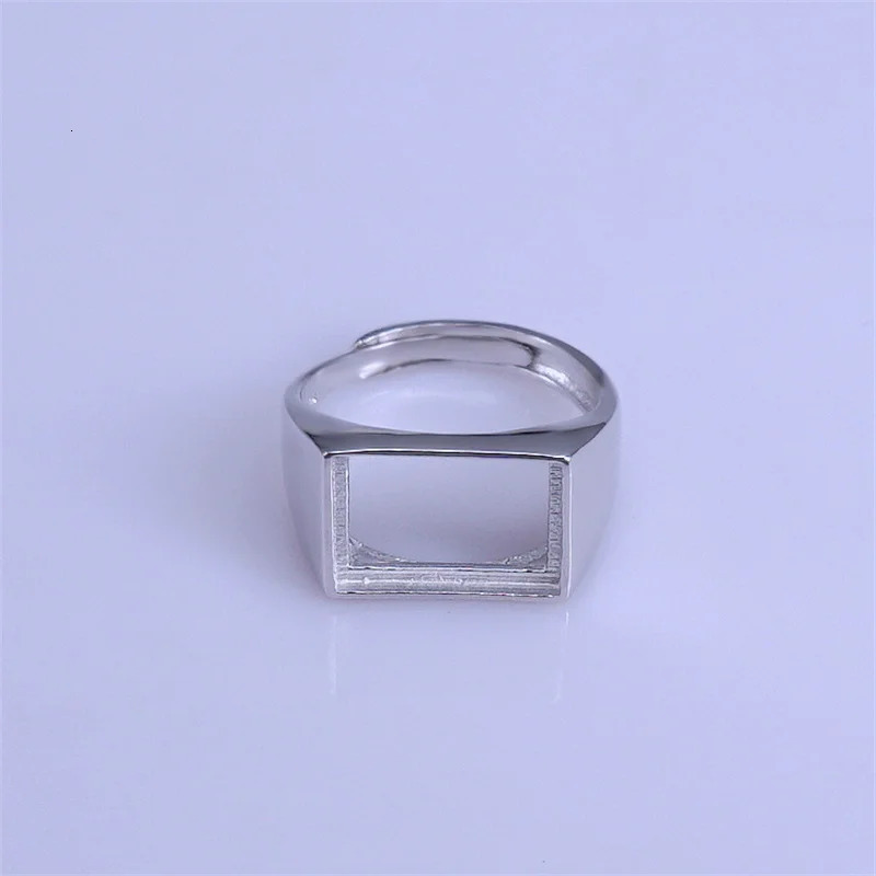 687910121014121m Square Gemstone S925 Sterling Silver Simple Ring DIY Support for Men Fine Fashion Charm Jewelry 250110