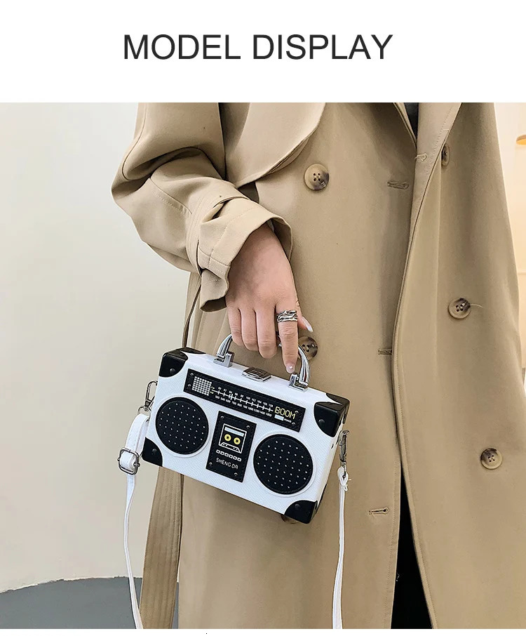 Fun Creative Radio Shape Women Handbag Fun Retro Individual Crossbody Bag Vintage Shoulder Bag Unique Small Box Messenger Bag 250113