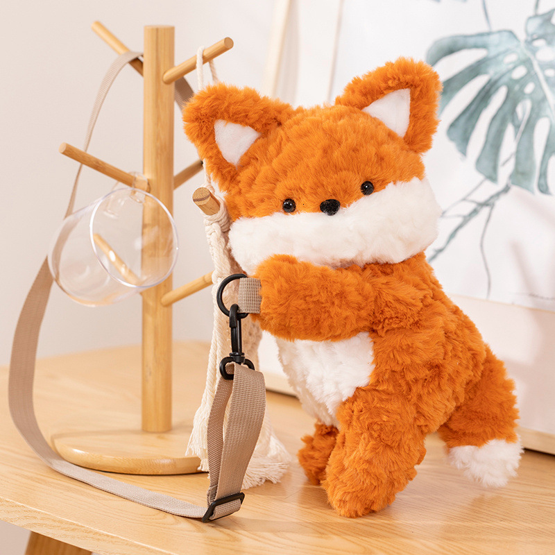 Cute and silly little fox plush toy for girls, backpack, mobile phone bag, coin purse, children's puppet doll swissmilitary