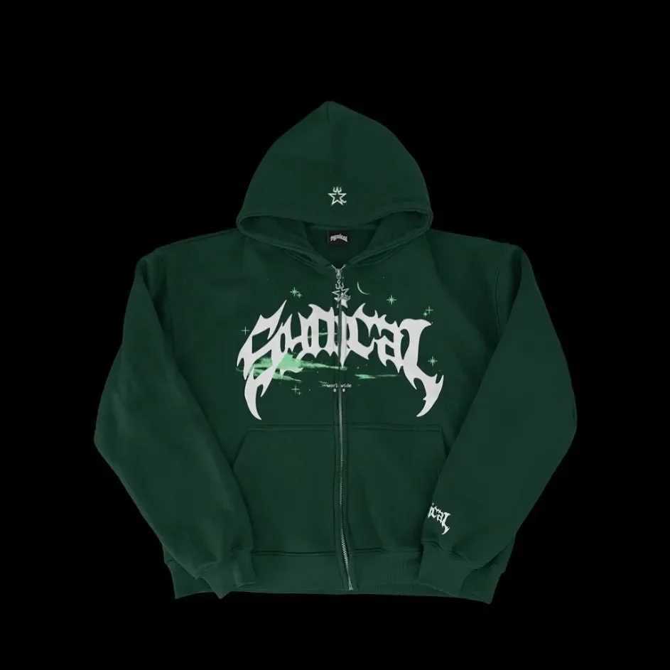 Mens Zipper Retro Hooded Sweatshirt with Star lettering Multi functional Casual Jacket American Fashion 2025 W251020