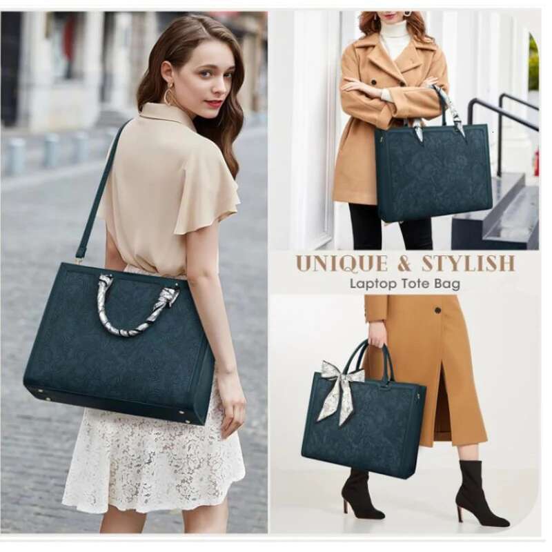 Women'S 15.6-Inch Laptop Large Capacity Business Shoulder Waterproof Leather Crossbody Bag