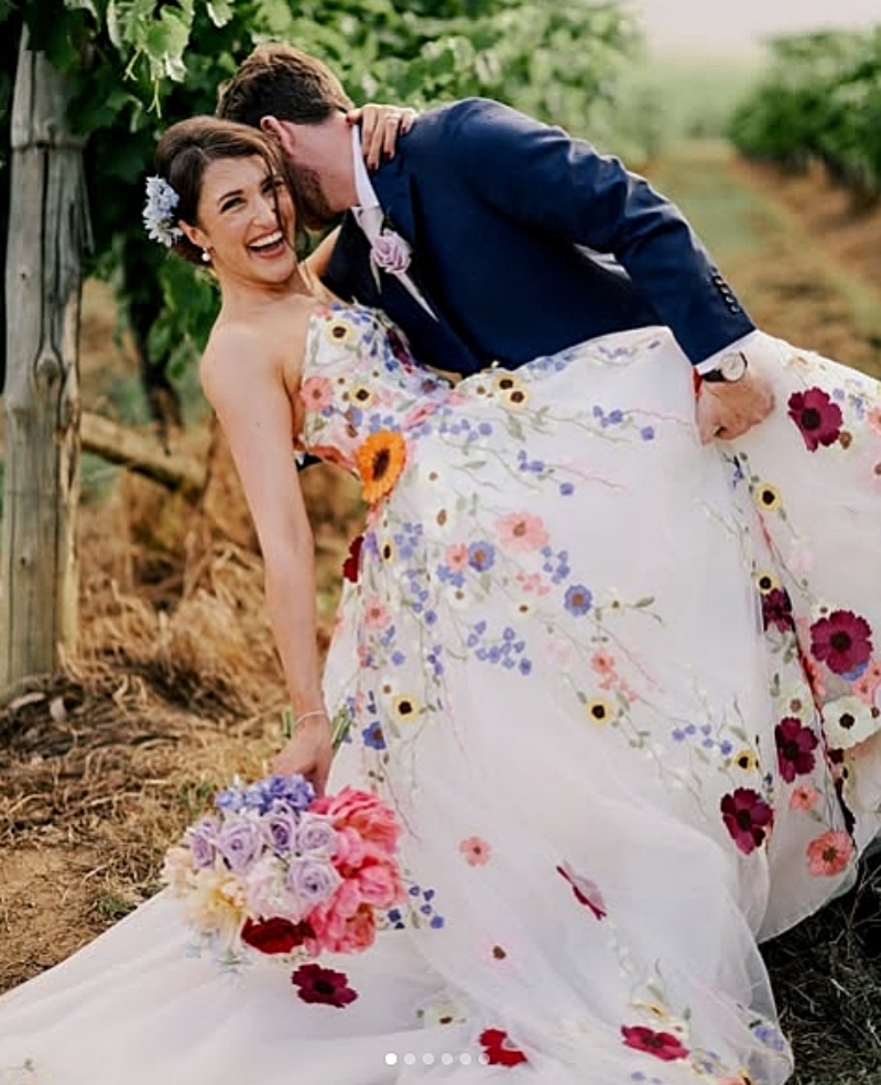 Romantic Floral Lace A-Line Wedding Dresses Colorful Pastrol Bridal Gowns Appliques Sweetheart Strapless Flowers Long Tulle Vestido De Novia 2025